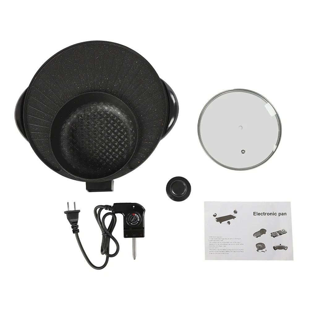 Circular Edition Hotpot Grill Combo Indoor BBQ Electric Hot Pot Portable Smokeless Grill Temp Control Easy Clean For Home Party