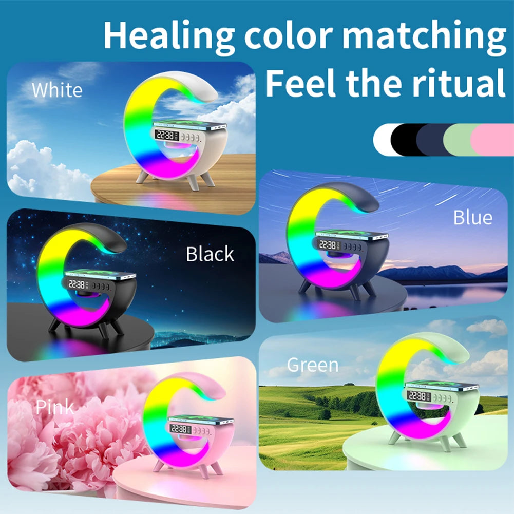 Wireless Speaker Charger Table Lamp with Alarm Clock Charging Function Bedside Lamp Atmosphere Lamp for Living Room Bedroom