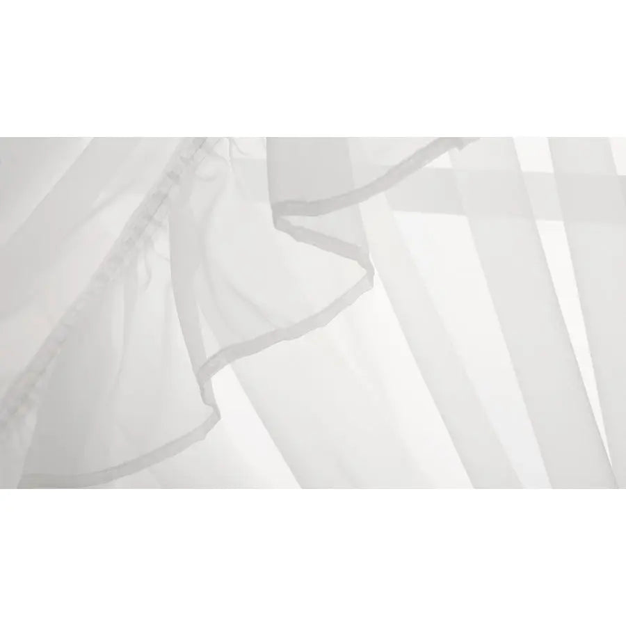 Shabby Chic Double Layer Sheer Ruffled Priscilla Rod Pocket Window Curtain Panel with Tiebacks White 120 W x 84 L