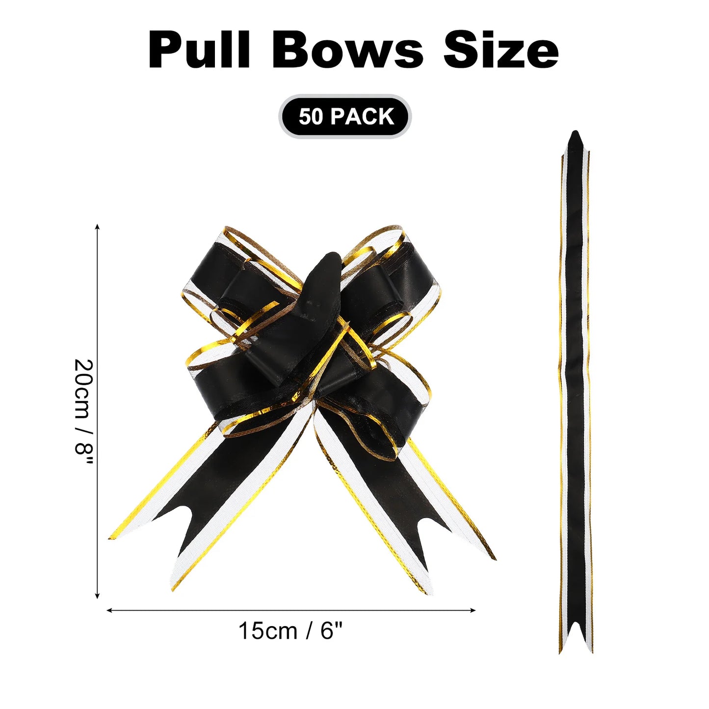 50pcs Pull Bows 5.9 Inch Wide Large Ribbon Gift Bows for Gift Wrapping Gift Baskets Decor Birthday Florist Packaging