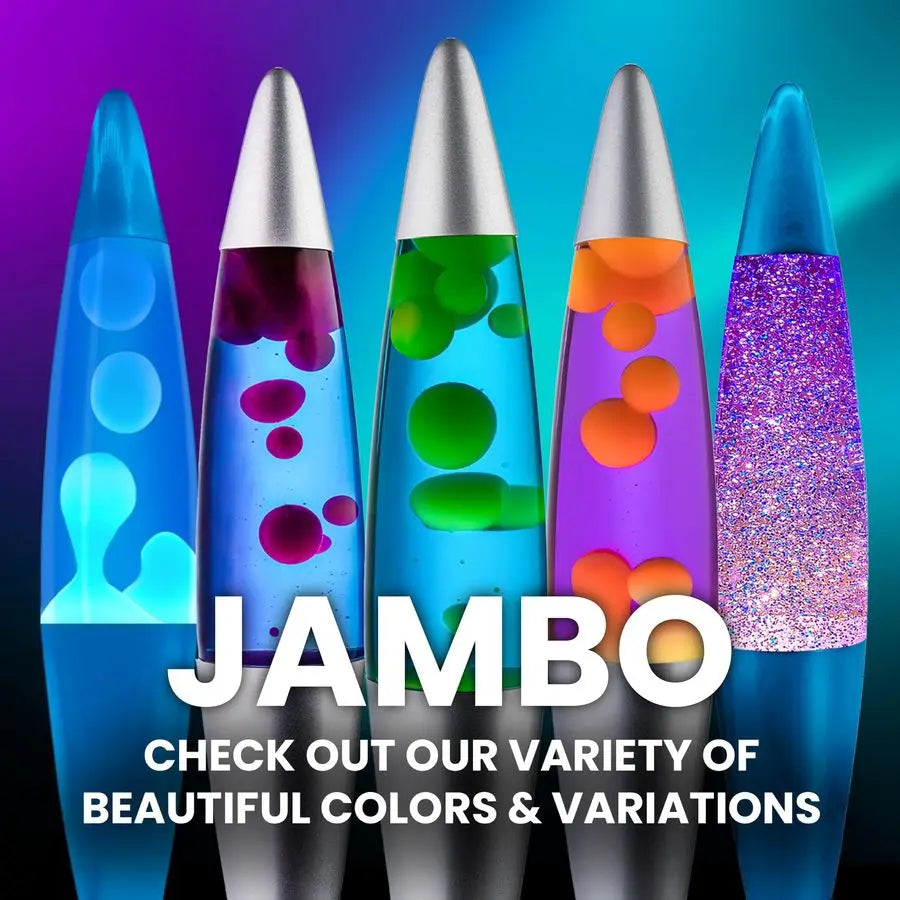 JAMBO 16 Beautiful Lamp Purple with Yellow Orange Wax, Relaxing Liquid Light, Night Light Nightlight, Home Decor Living Room Of