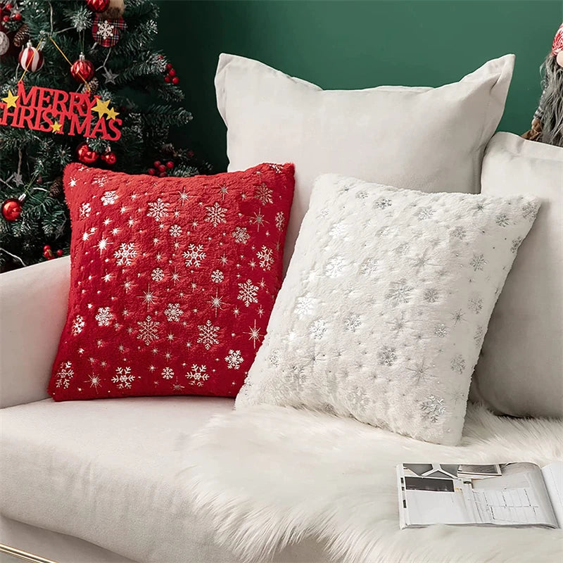 Christmas Throw Pillow Plush Cushion/ Pillow Cover for Sofa Living Room 18*18 Decoration Nordic Pillowcases Home/ Bedroom Decor