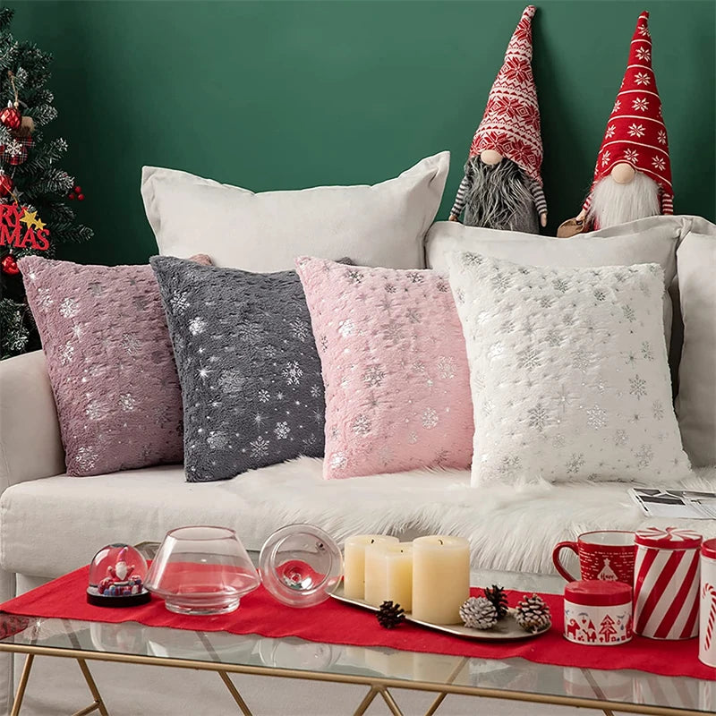 Christmas Throw Pillow Plush Cushion/ Pillow Cover for Sofa Living Room 18*18 Decoration Nordic Pillowcases Home/ Bedroom Decor