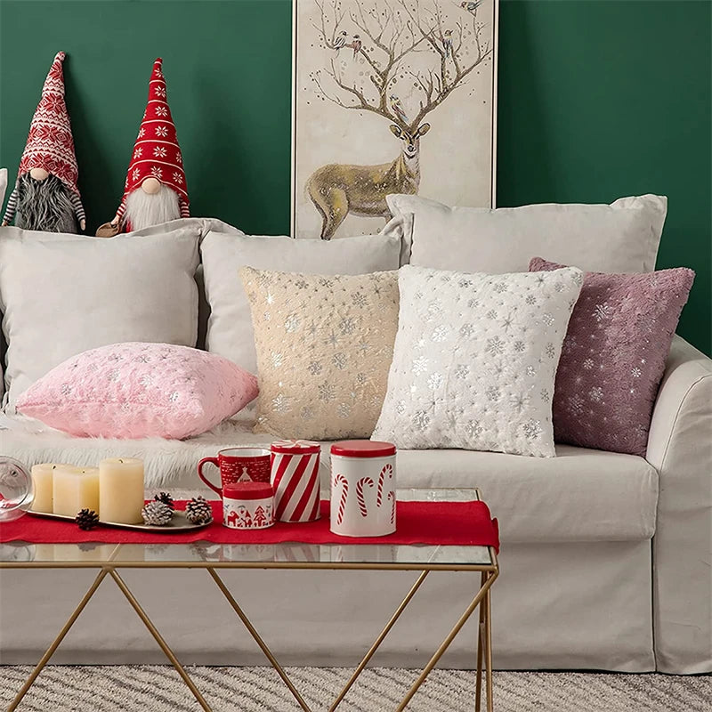 Christmas Throw Pillow Plush Cushion/ Pillow Cover for Sofa Living Room 18*18 Decoration Nordic Pillowcases Home/ Bedroom Decor