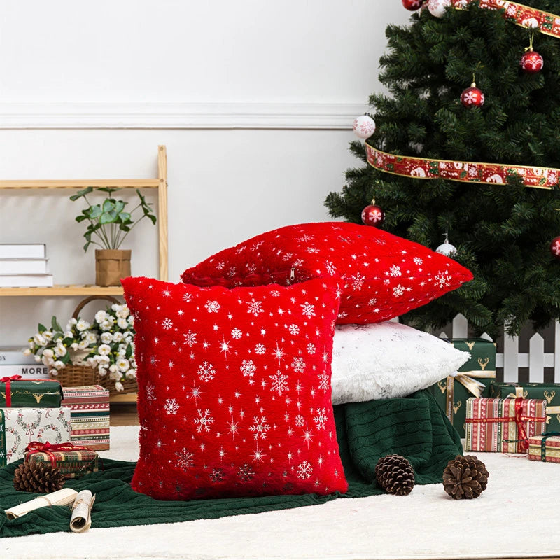 Christmas Throw Pillow Plush Cushion/ Pillow Cover for Sofa Living Room 18*18 Decoration Nordic Pillowcases Home/ Bedroom Decor
