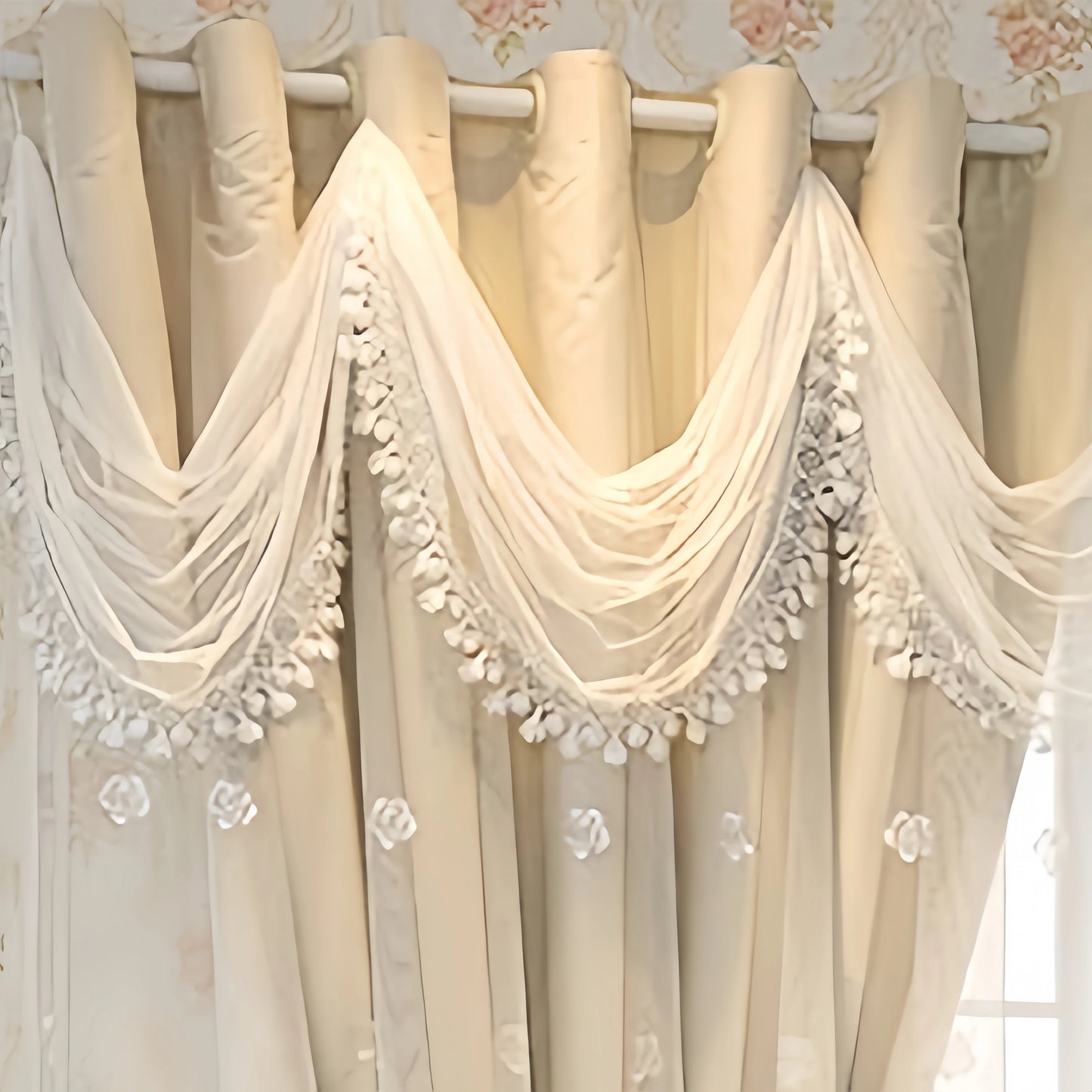 Curtain High-grade Blackout Cloth All-in-one European Double-layer Relief Living Room Bedroom Embroidered Finished Floor Curtain