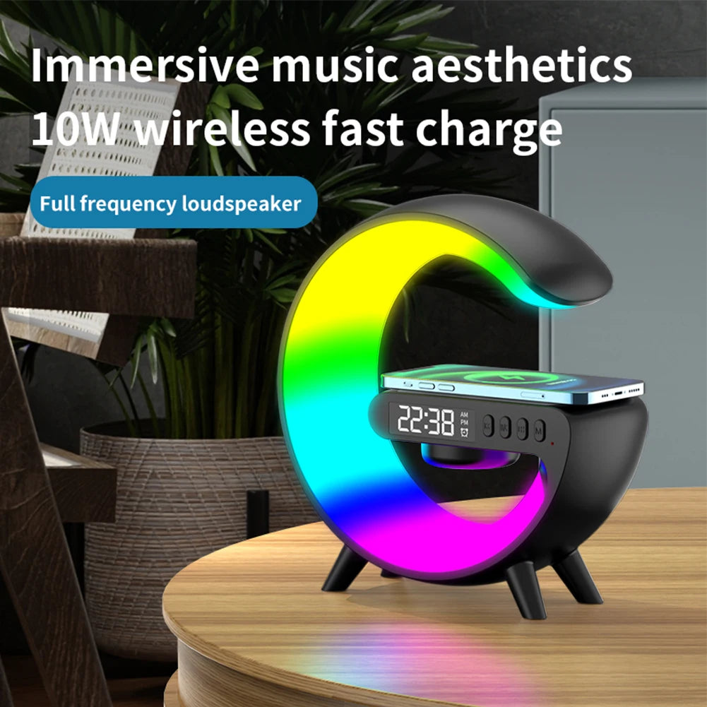 Wireless Speaker Charger Table Lamp with Alarm Clock Charging Function Bedside Lamp Atmosphere Lamp for Living Room Bedroom
