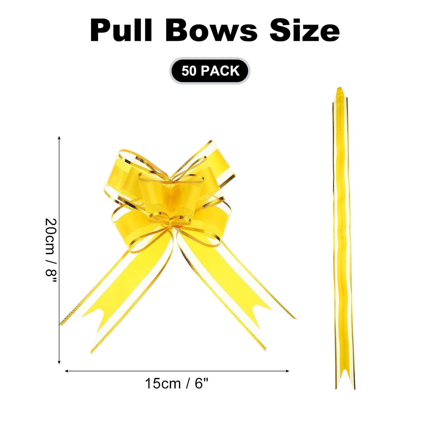50pcs Pull Bows 5.9 Inch Wide Large Ribbon Gift Bows for Gift Wrapping Gift Baskets Decor Birthday Florist Packaging