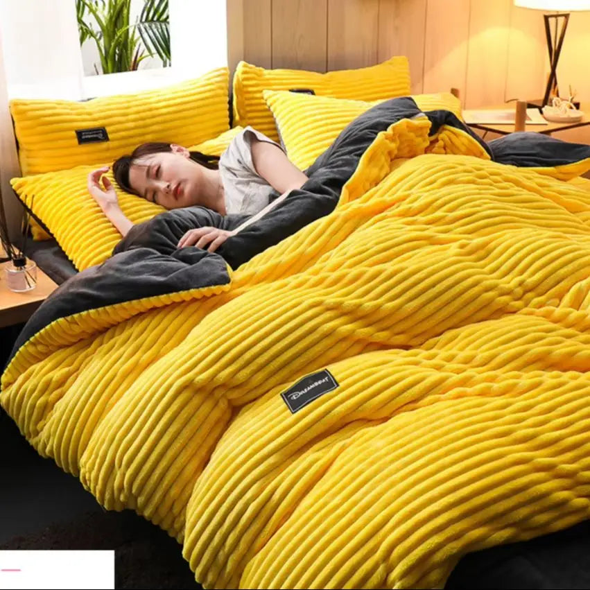 Warm winter duvet cover bedding set Thick Solid Color Velvet Double Soft Quilt Cover Twin Queen King Comforter Cover Sets220*240