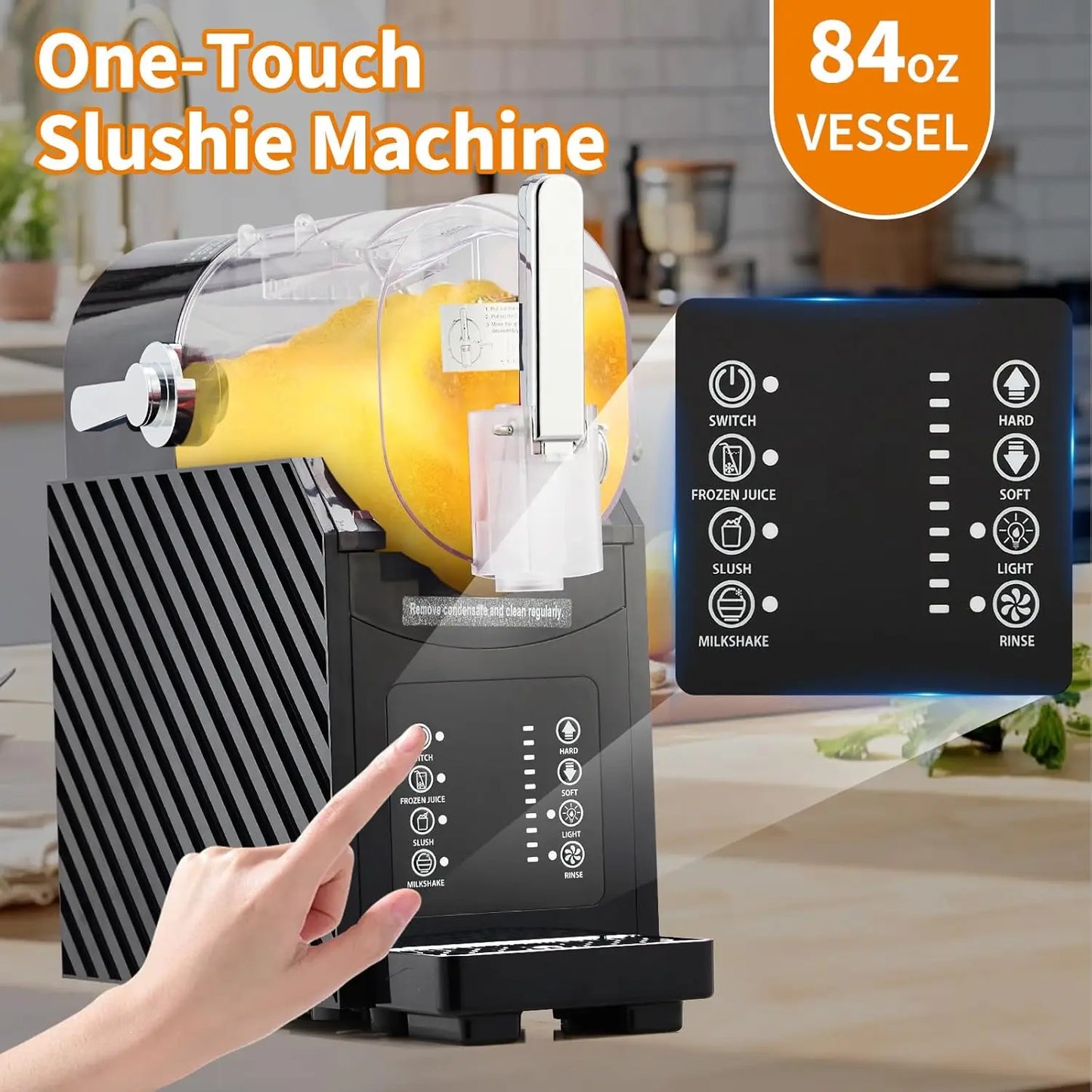 84oz (2.5L) Slushie Machine with 3 Preset Modes，Frozen Drink Maker for Slush, Frappe & Milkshake