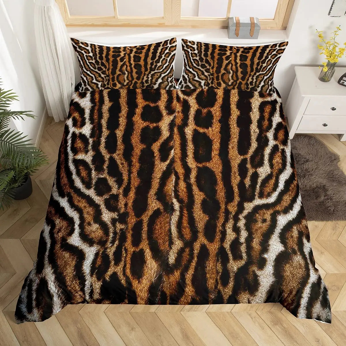 Leopard Print Bedding Set Animal Skin Duvet Cover For Kids Teens Adult Quilt Cover Polyester Comforter Cover With Pillowcase