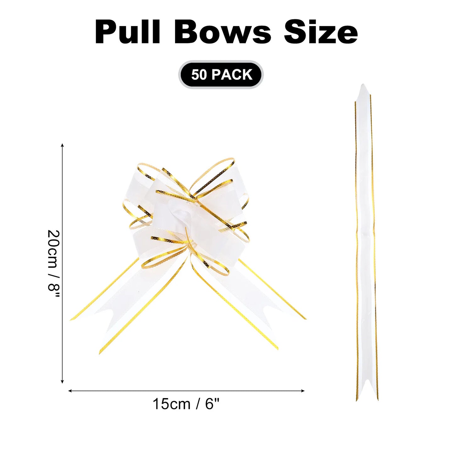 50pcs Pull Bows 5.9 Inch Wide Large Ribbon Gift Bows for Gift Wrapping Gift Baskets Decor Birthday Florist Packaging