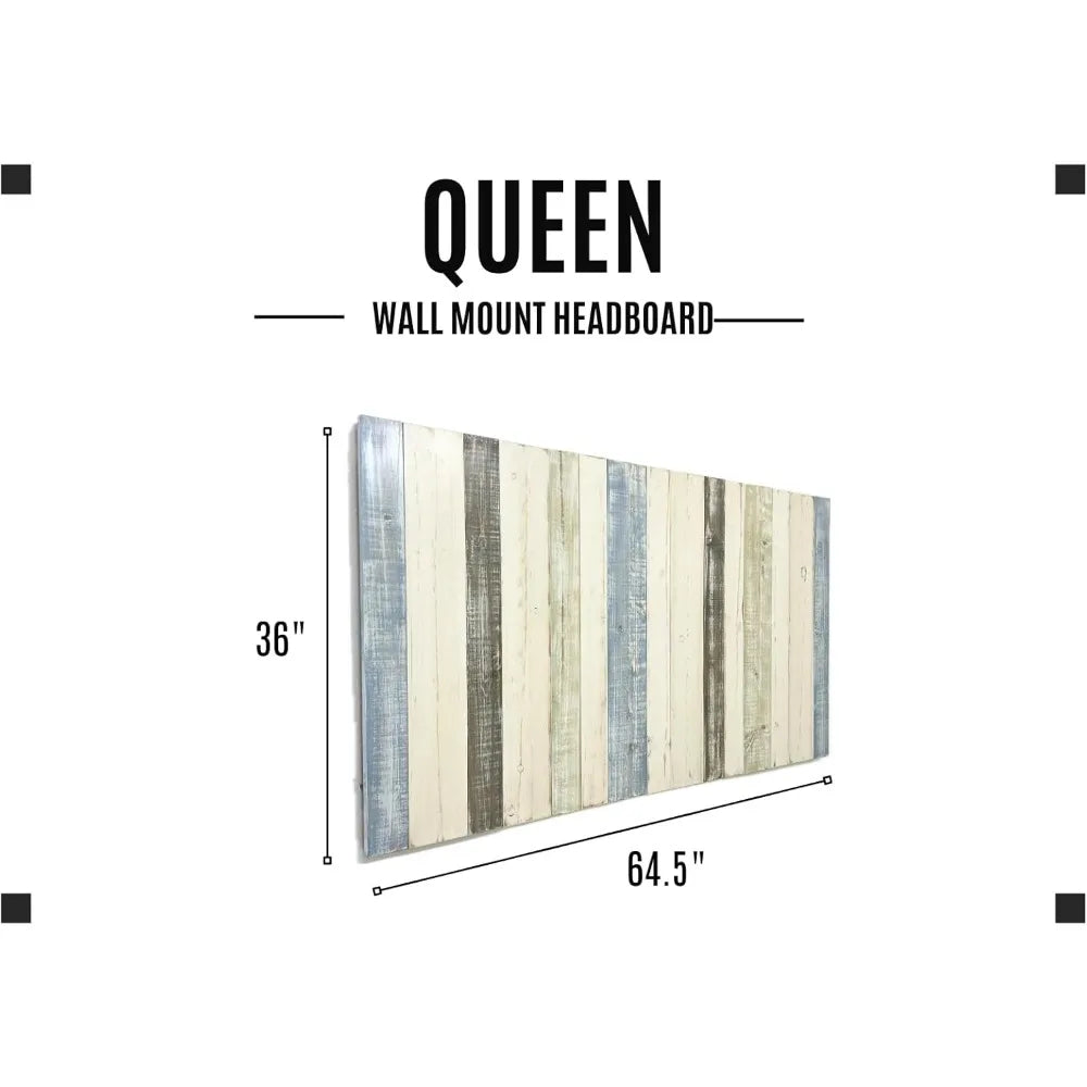 Solid Wood Headboard Queen Size Farmhouse with Smooth Natural Wood Grain, Handcrafted Wall-Mounted Panel Head Board, Adjustable