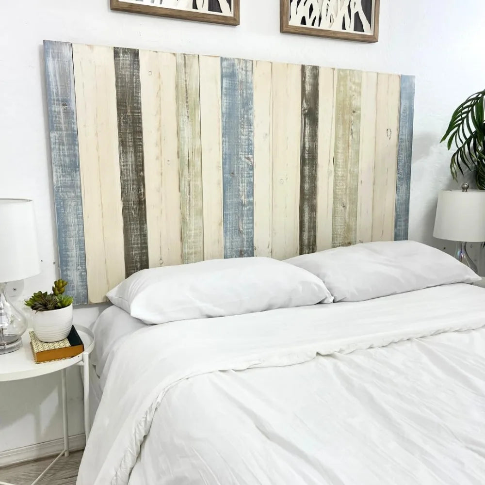 Solid Wood Headboard Queen Size Farmhouse with Smooth Natural Wood Grain, Handcrafted Wall-Mounted Panel Head Board, Adjustable