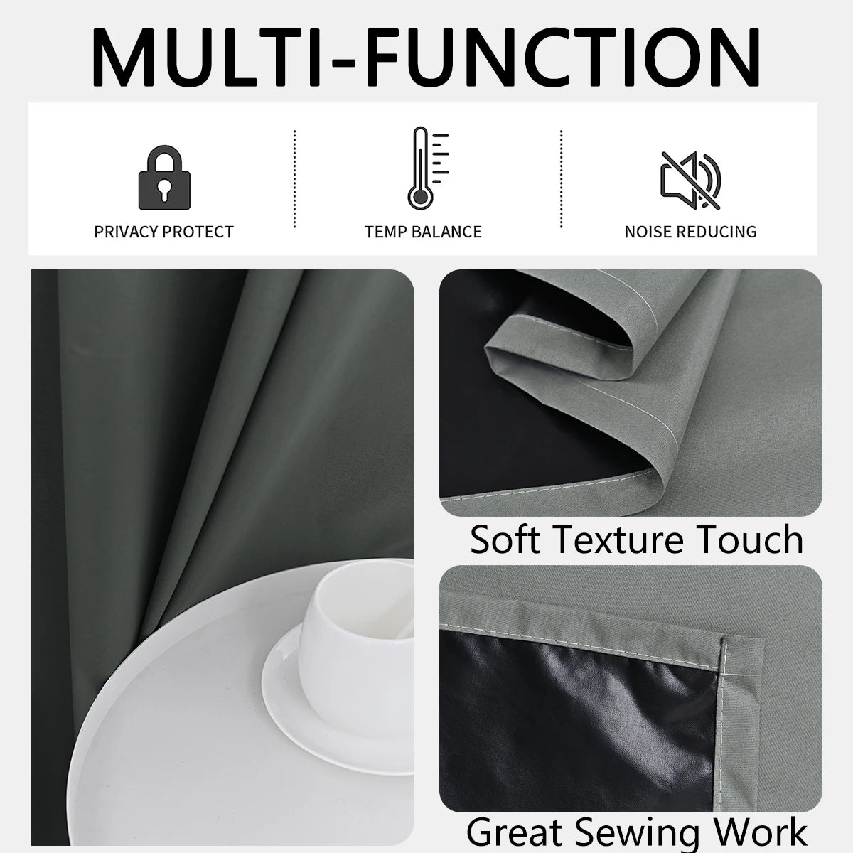1pc Solid 100% Blackout Curtains with Grommets, Total Privacy Drapes for Bedroom, Beautiful Curtains for Living Room
