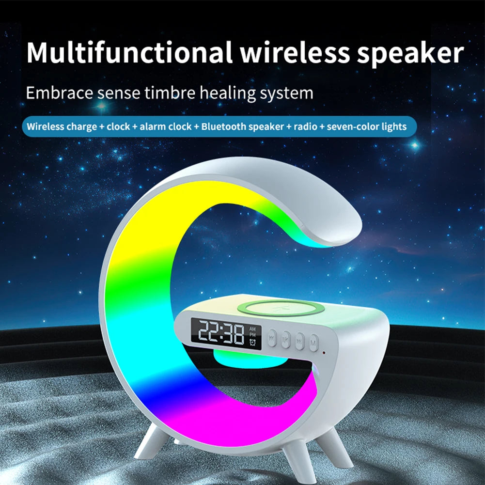 Wireless Speaker Charger Table Lamp with Alarm Clock Charging Function Bedside Lamp Atmosphere Lamp for Living Room Bedroom