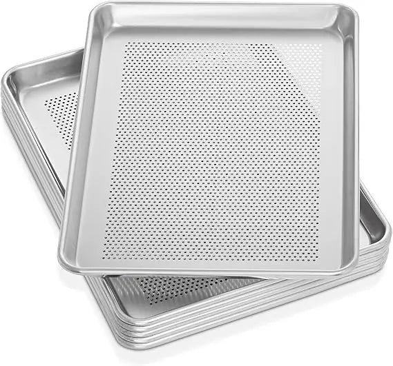 GRIDMANN 13 x 18 Commercial Grade Perforated Aluminum Baking Sheet Pan, Half Size Baking Tray - 6 Pans