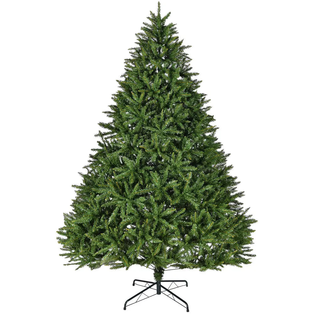 9ft Unlit Hinged Christmas Tree, 3655 Tips, Metal Stand, Easy Assembly. Ideal for Festivals.