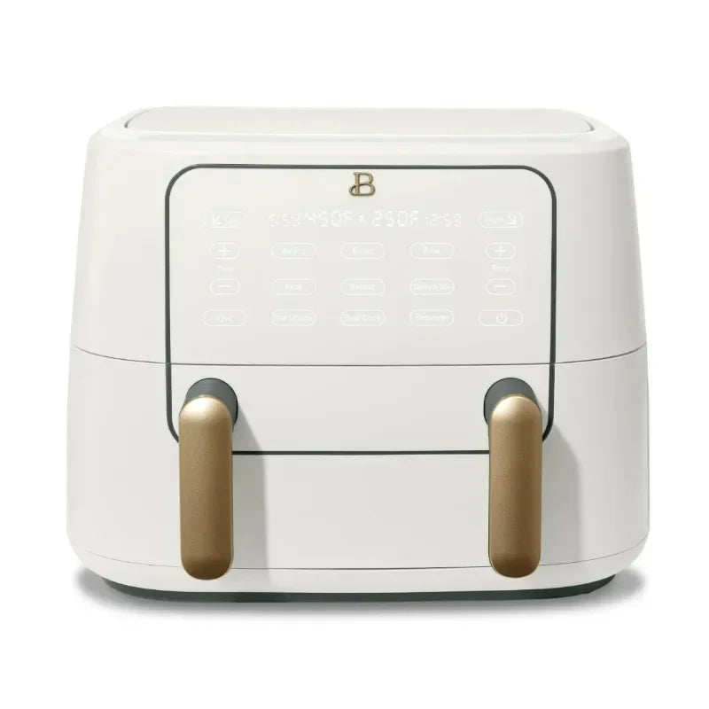 Beautiful 9 QT TriZone Air Fryer, White Icing by Drew Barrymore non stick cooking pot set