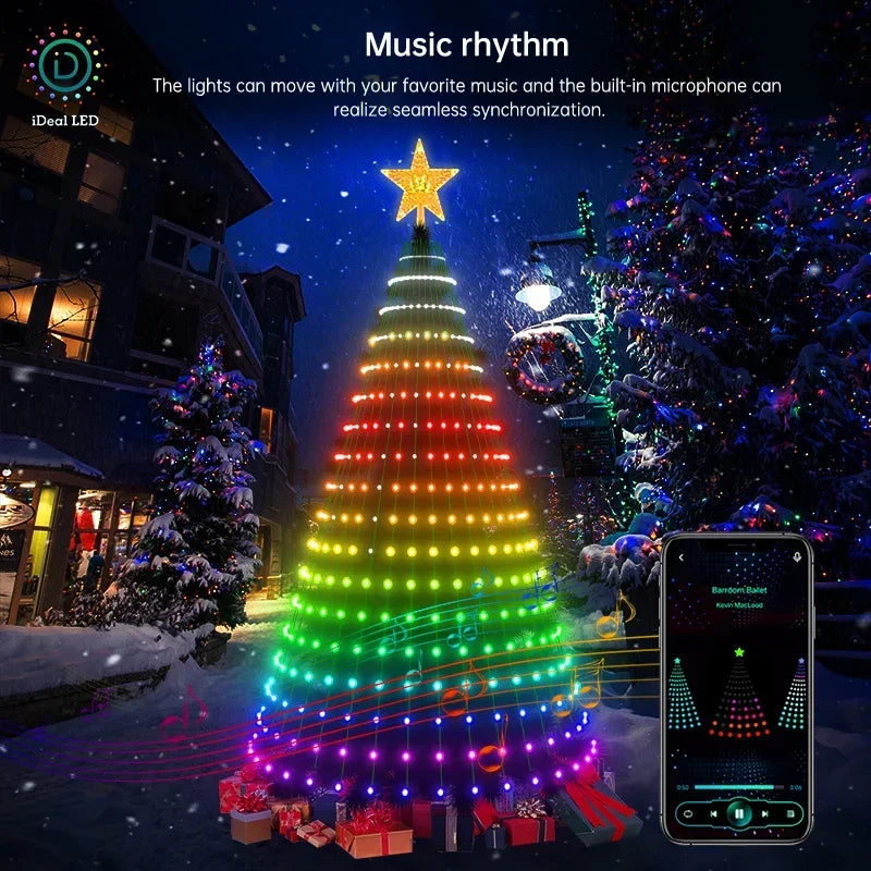 MIMIRGB 400LED Christmas Tree Lights Bluetooth App Remote Control Lamp USB Garland  for Bedroom Christmas New Year