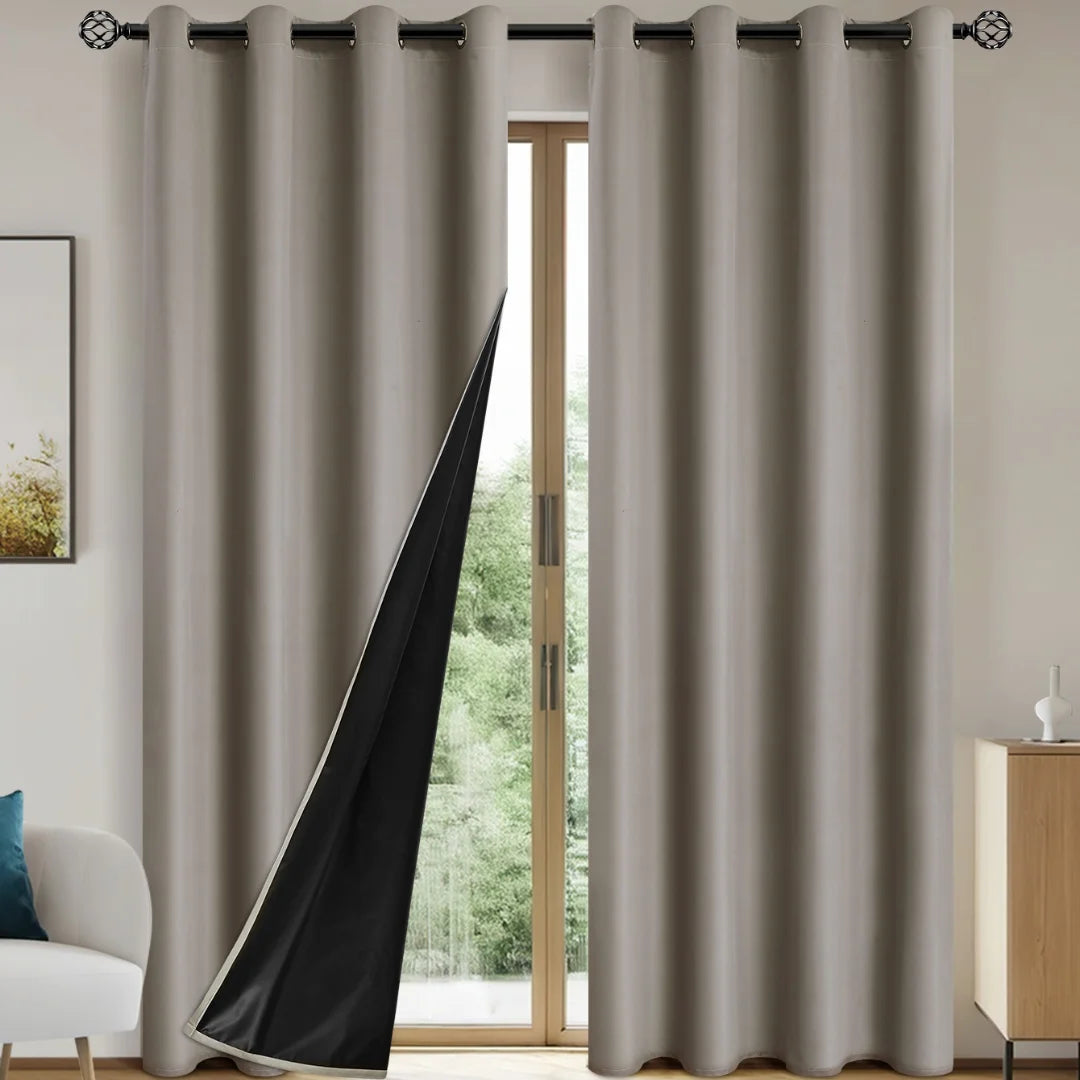 1pc Solid 100% Blackout Curtains with Grommets, Total Privacy Drapes for Bedroom, Beautiful Curtains for Living Room