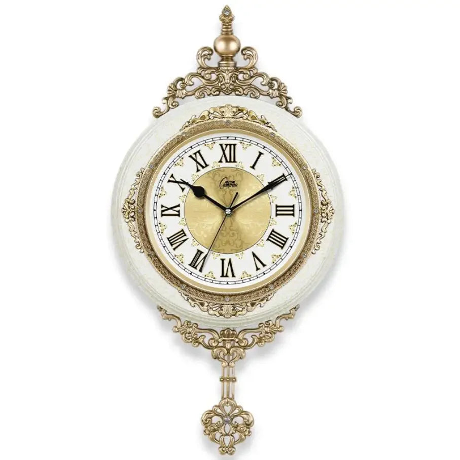 European Style Retro Wall Clock Watch Living Room Mute Pendulum Clock Elegant Taste Family Gift Art Decoration Rome Luxury