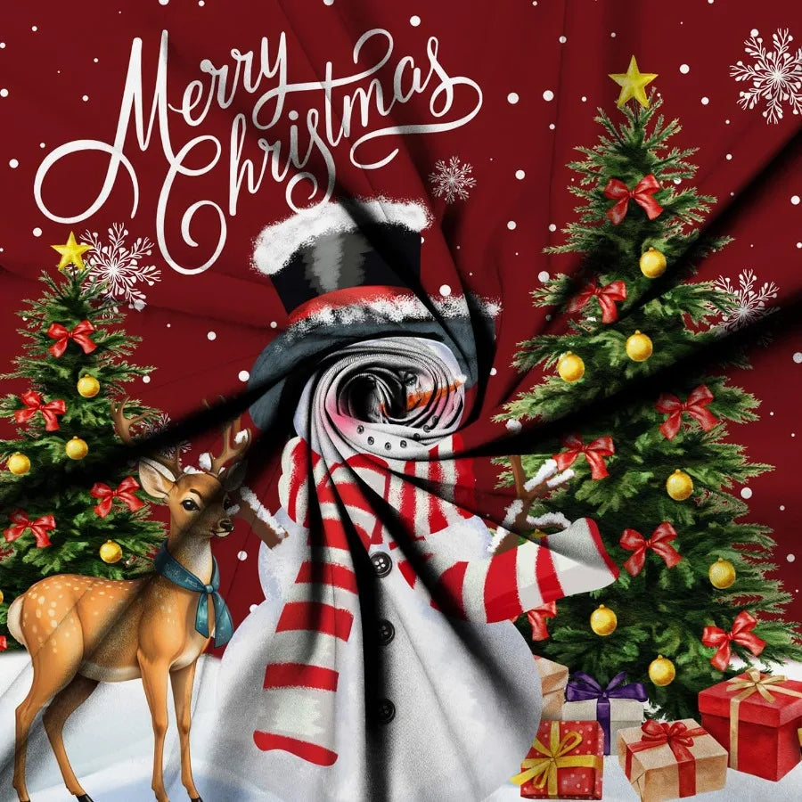 Merry Christmas Shower Curtain Snowman Christmas Tree Shower Curtain Sets for Bathroom Red Winter Holiday Xmas Snowflake Shower