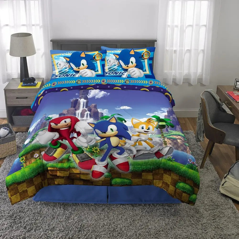 Super Soft Comforter and Sheet Set, 5 Piece Full Size, The Hedge, Anime