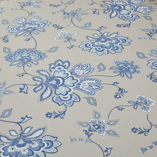 4pcs 600TC 100% Egyptian Cotton Sheet Set, Blue Boho Damask Paisley Floral, Soft Skin-Friendly (No Inserts)