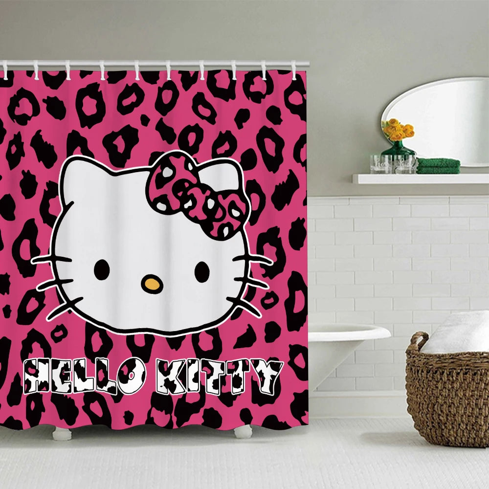 Sanrio Hello Kitty Bathroom Four-Piece Set - Avant-garde Waterproof Shower Curtain, creating a complete bathroom kit