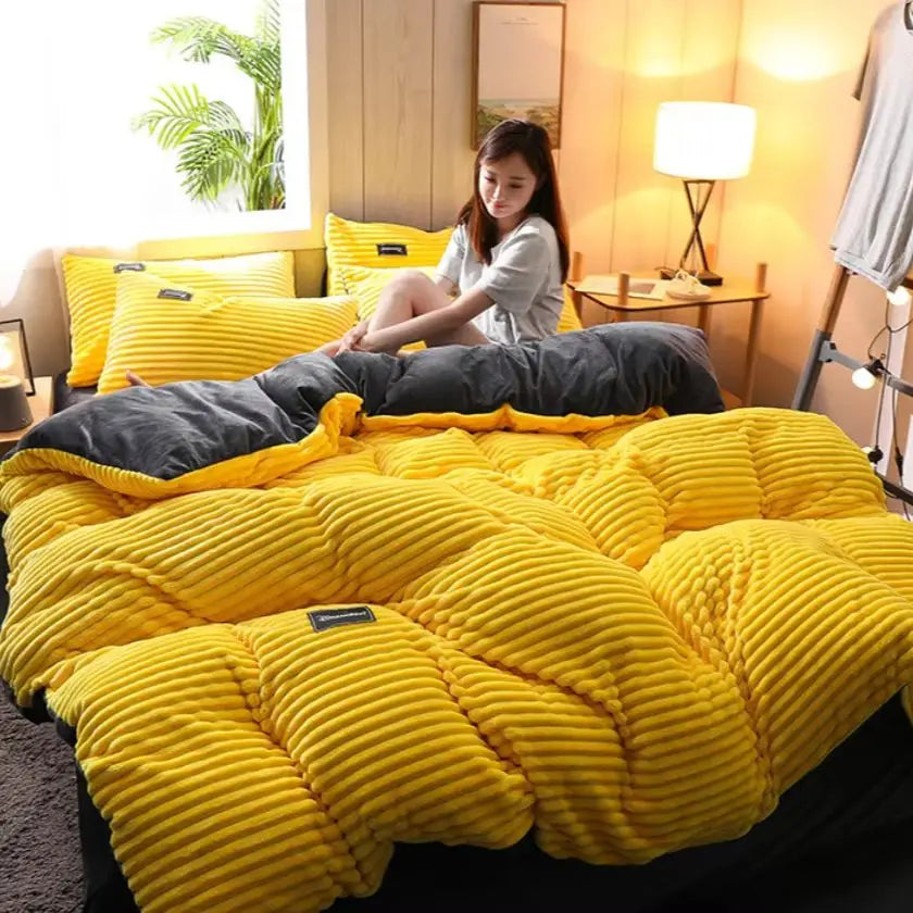 Warm winter duvet cover bedding set Thick Solid Color Velvet Double Soft Quilt Cover Twin Queen King Comforter Cover Sets220*240