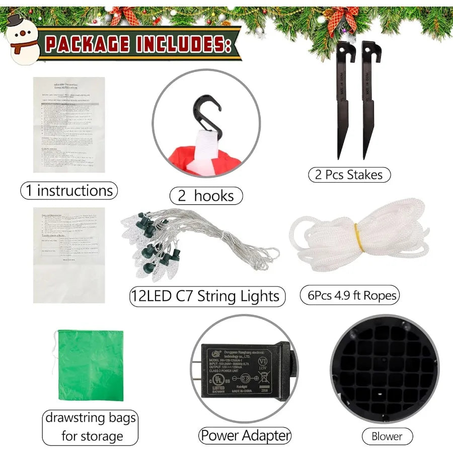 10FT Christmas Inflatable Decoration Giant Lighted Ladder to Chimney Climbed with Reindeer Santa Snowman Xmas Blowups