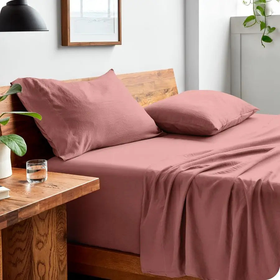 Queen Sheet Set Luxury 1800 UltraSoft Stonewashed Microfiber Double Brushed Deep Pockets Easy Fit Breathable Bedding Sheet Sets