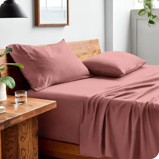 Queen Sheet Set Luxury 1800 UltraSoft Stonewashed Microfiber Double Brushed Deep Pockets Easy Fit Breathable Bedding Sheet Sets