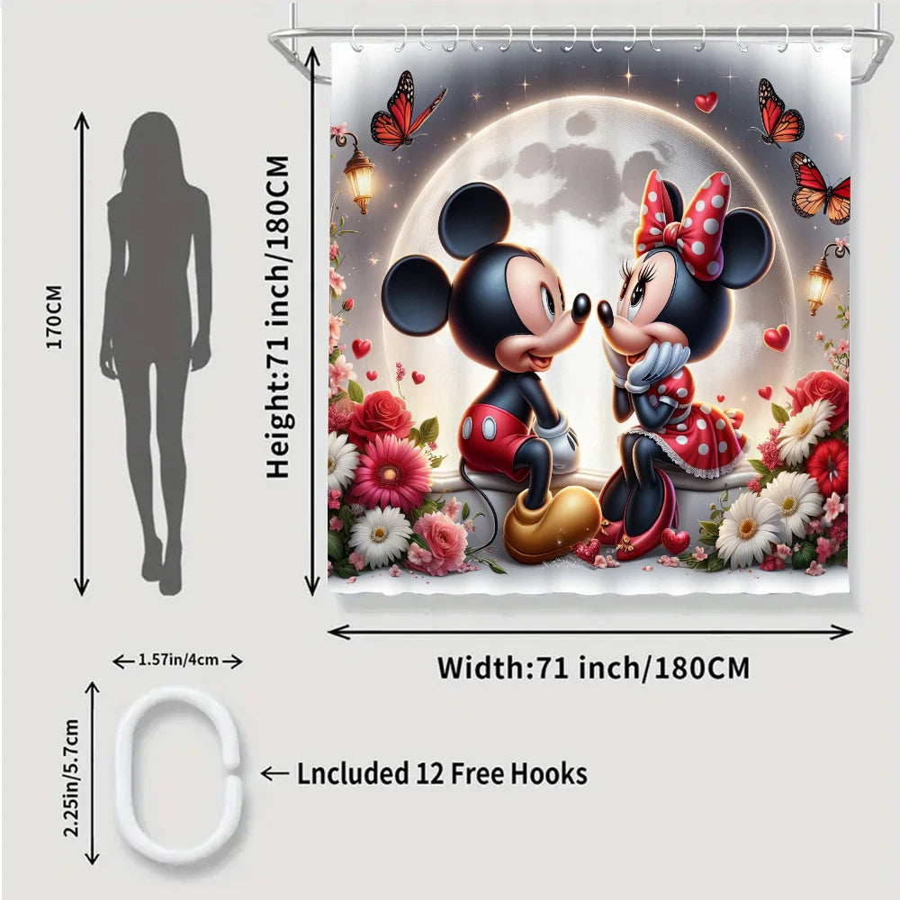 Disney Mickey Mouse Bathroom Four-piece Set - Avant-garde Waterproof Shower Curtain, creating a complete bathroom kit