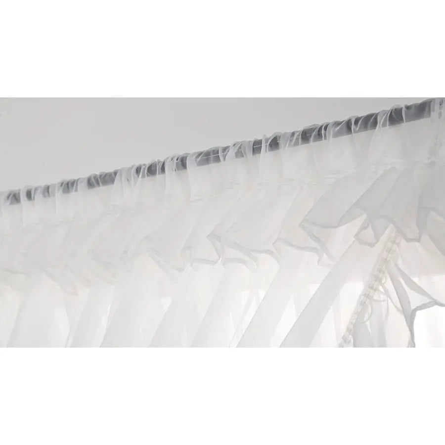 Shabby Chic Double Layer Sheer Ruffled Priscilla Rod Pocket Window Curtain Panel with Tiebacks White 120 W x 84 L