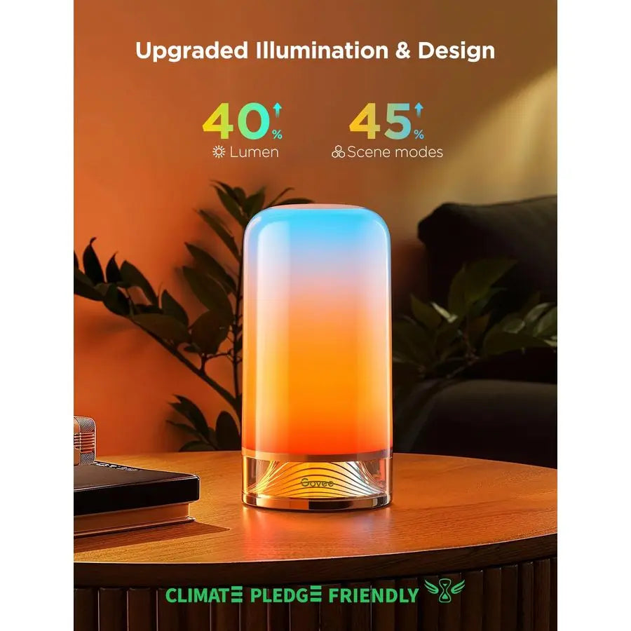 Govee RGBIC Smart Table Lamp 2, Touch Bedside Small Table Lamp Compatible with SmartThings, Matter, Alexa, Desk Lamp with 64 Sc