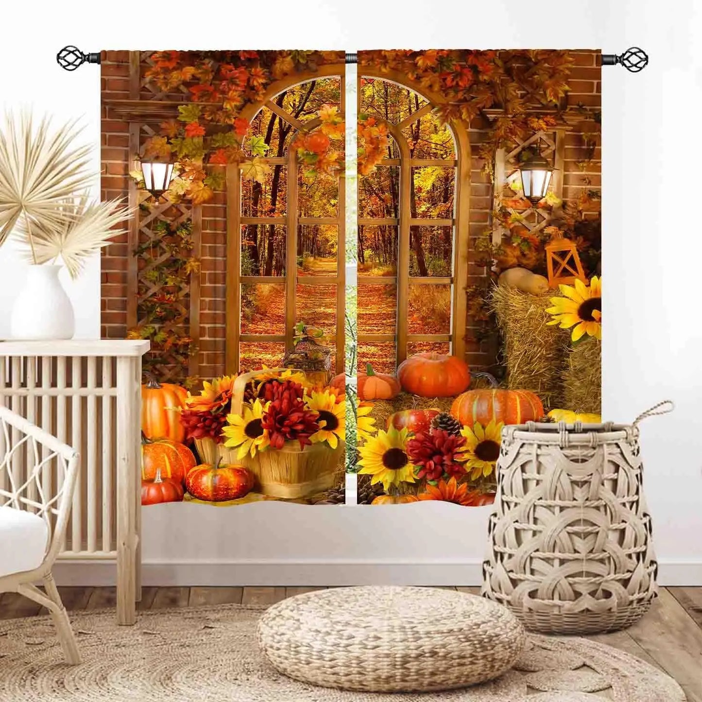 Christmas Tree Curtains, Xmas New Year Winter Snow Forest Merry Christmas Tree Shaped Party Decor Window Drapery Treatments for