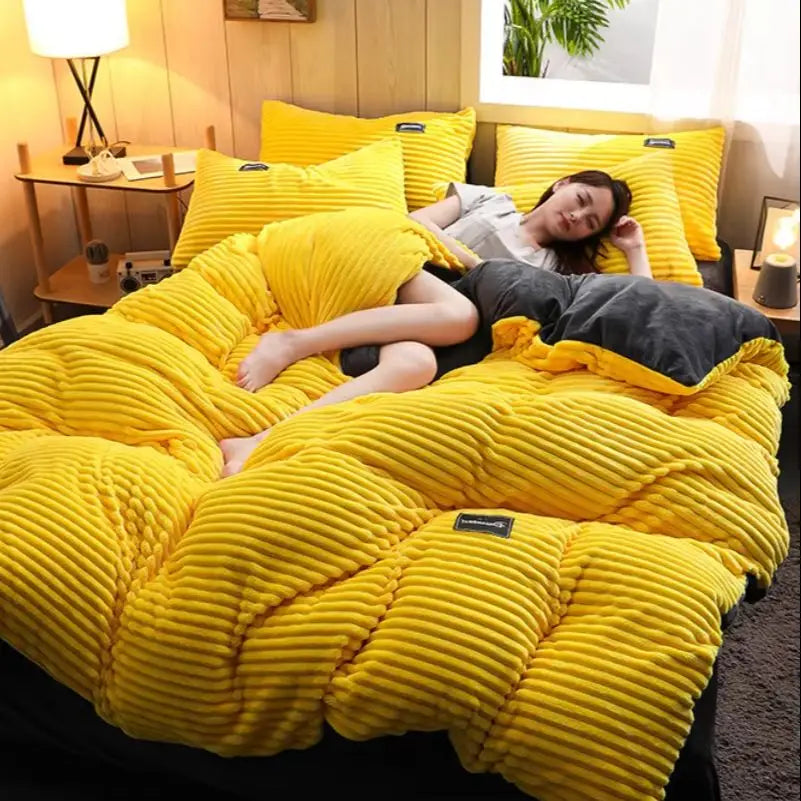 Warm winter duvet cover bedding set Thick Solid Color Velvet Double Soft Quilt Cover Twin Queen King Comforter Cover Sets220*240