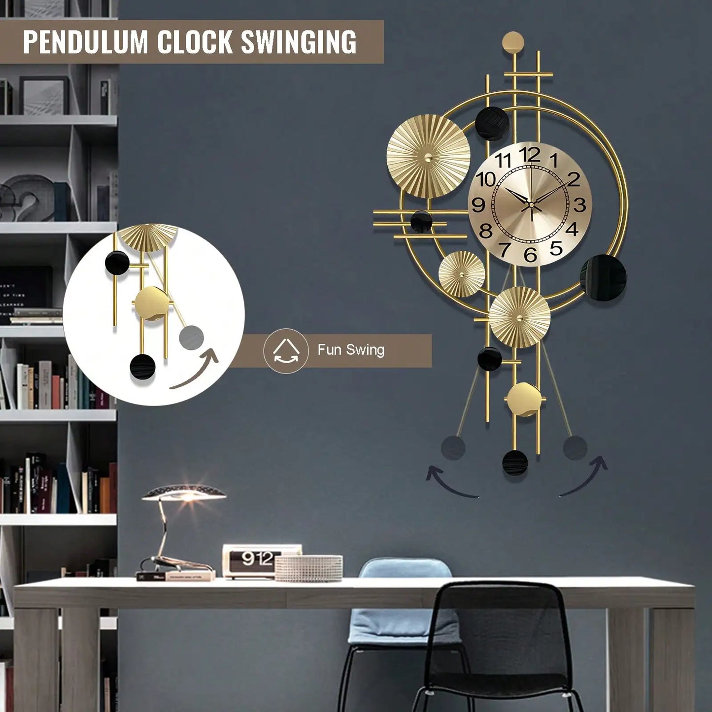 Large Metal Wall Clock Decorative 3D Metal Wall Art Clock For Living Room Bedroom Creative Modern Big Wall Clock Decor