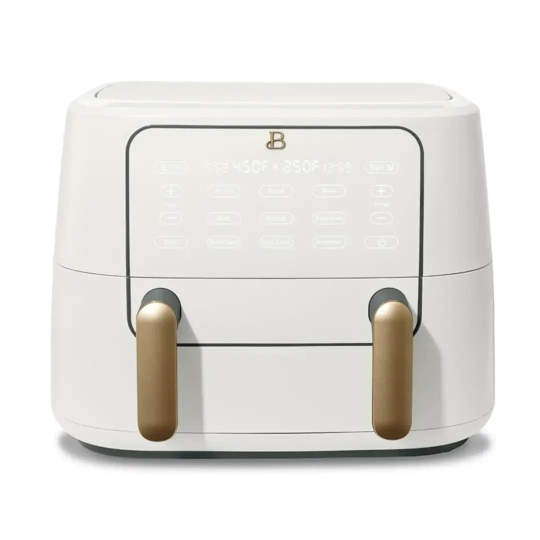 Beautiful 9 QT TriZone Air Fryer, White Icing by Drew Barrymore non stick cooking pot set