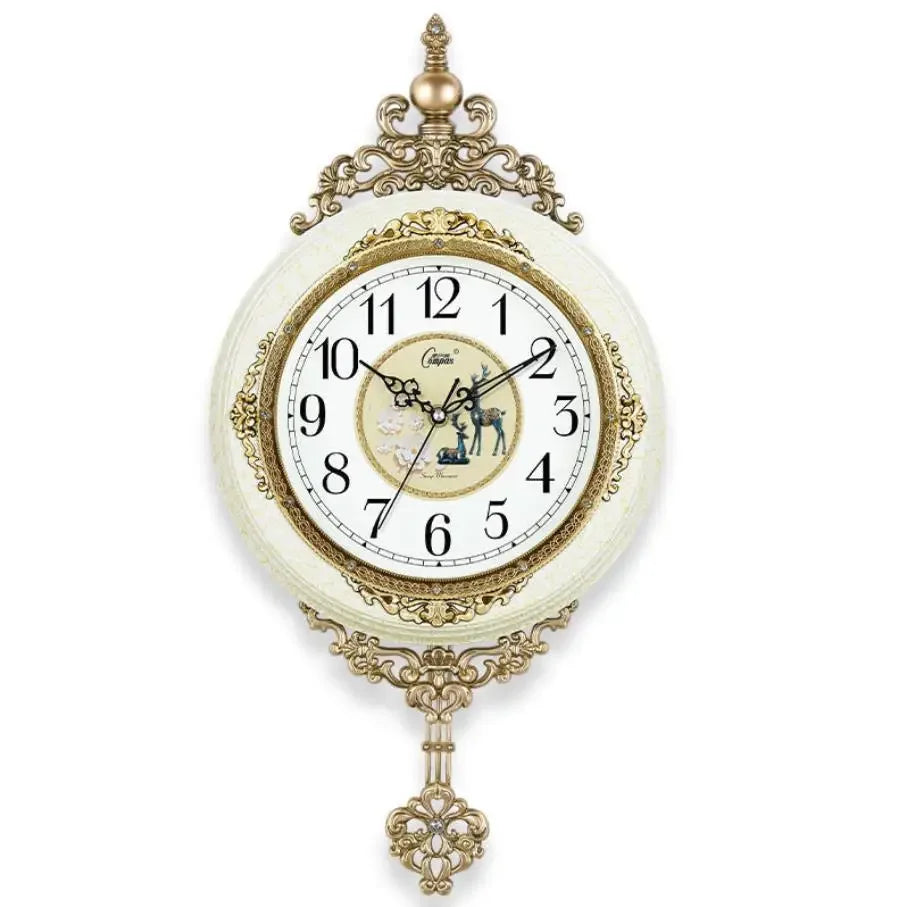 European Style Retro Wall Clock Watch Living Room Mute Pendulum Clock Elegant Taste Family Gift Art Decoration Rome Luxury