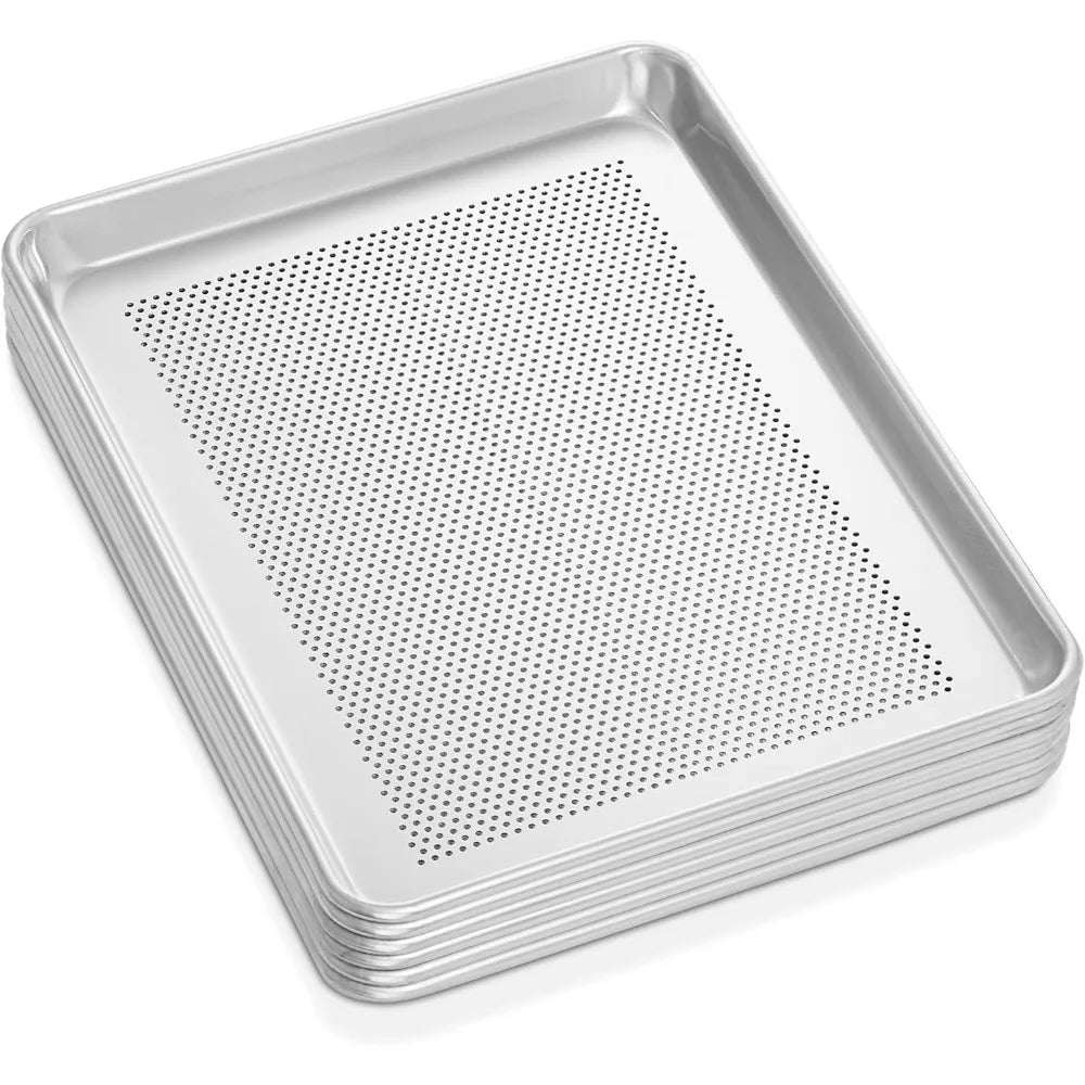 GRIDMANN 13 x 18 Commercial Grade Perforated Aluminum Baking Sheet Pan, Half Size Baking Tray - 6 Pans