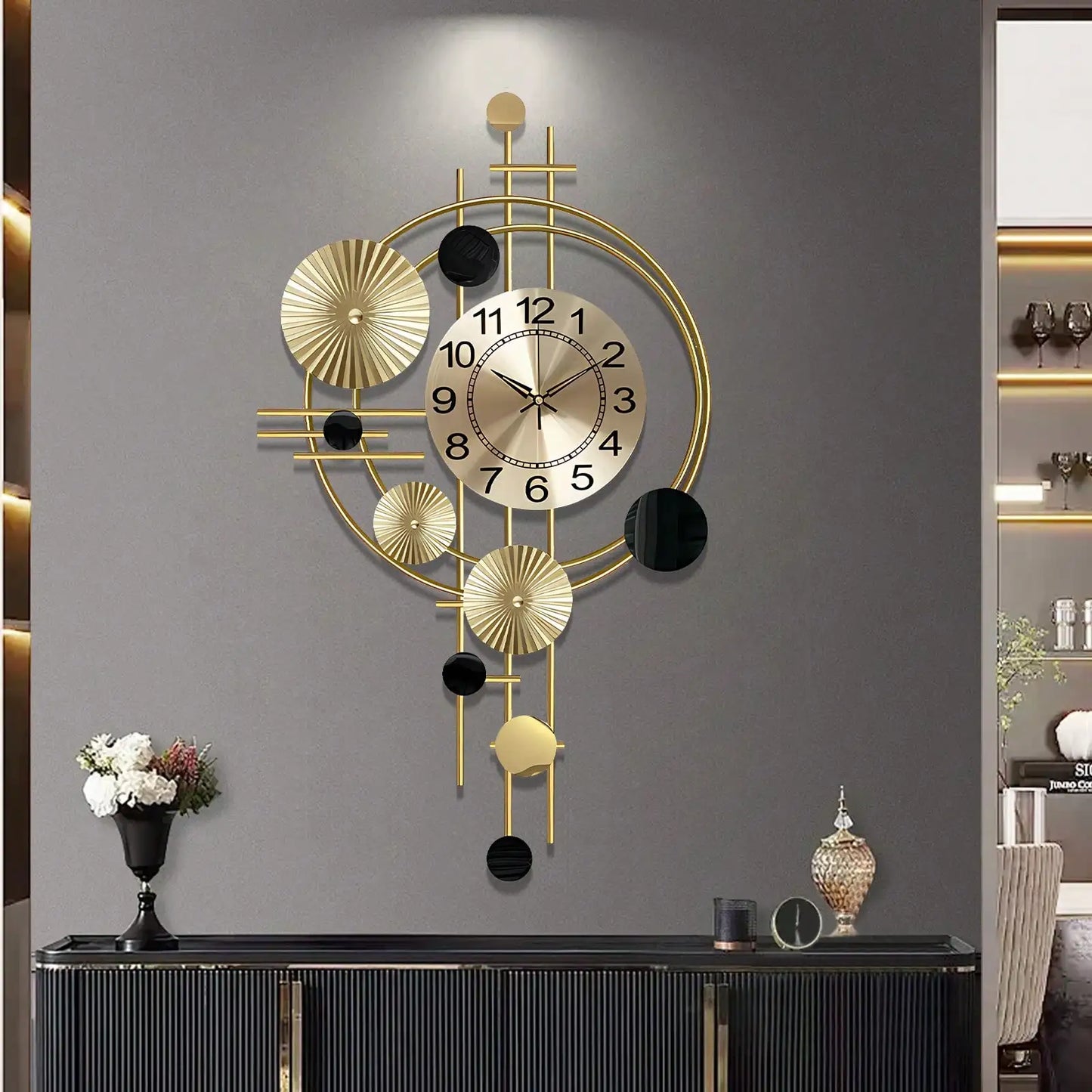 Large Metal Wall Clock Decorative 3D Metal Wall Art Clock For Living Room Bedroom Creative Modern Big Wall Clock Decor