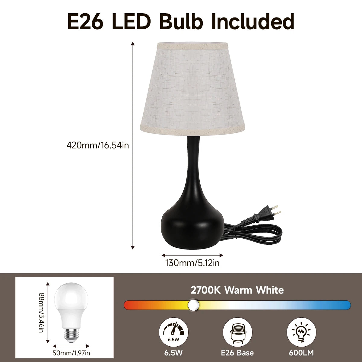 2-Pack 21" Retro Farmhouse Table Lamp for Living Room Bedroom Nightstand  Touch Control Bedside Nightlight Vintage Modern Lamp