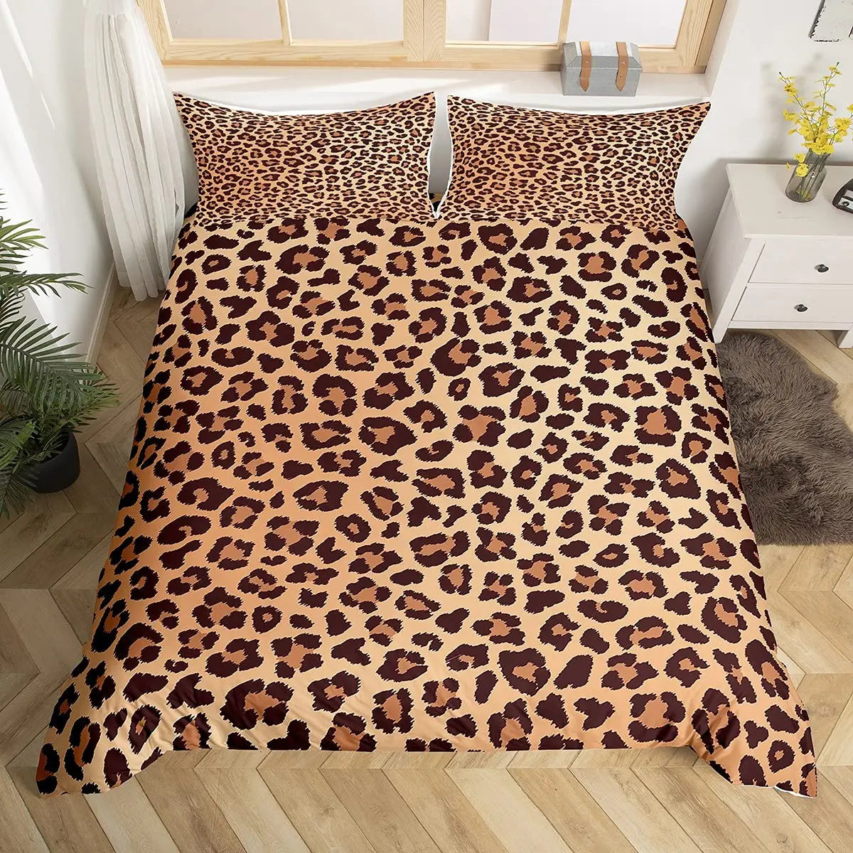 Leopard Print Bedding Set Animal Skin Duvet Cover For Kids Teens Adult Quilt Cover Polyester Comforter Cover With Pillowcase