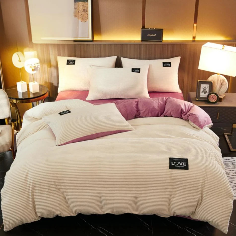 Warm winter duvet cover bedding set Thick Solid Color Velvet Double Soft Quilt Cover Twin Queen King Comforter Cover Sets220*240
