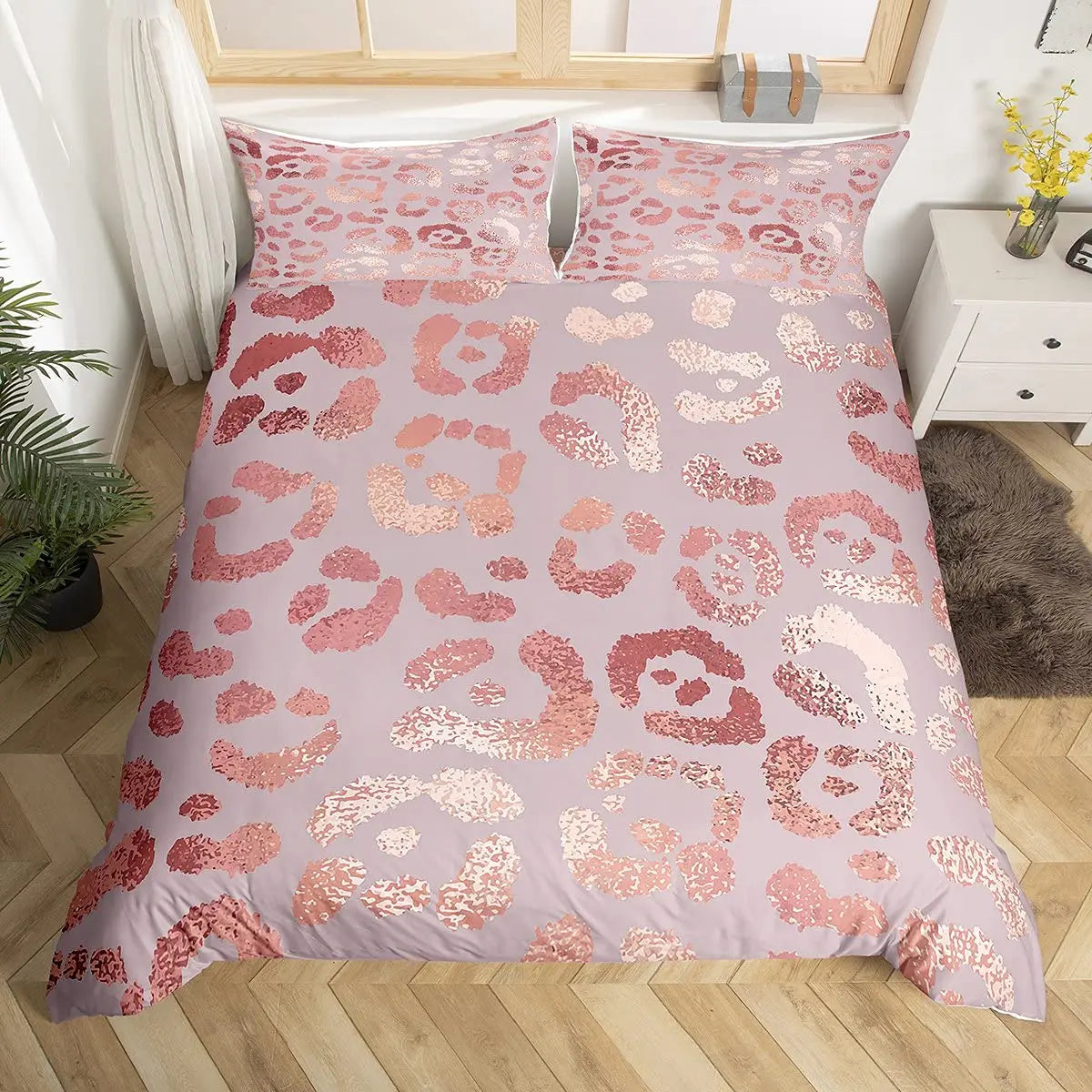 Leopard Print Bedding Set Animal Skin Duvet Cover For Kids Teens Adult Quilt Cover Polyester Comforter Cover With Pillowcase