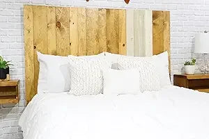 Solid Wood Headboard Queen Size Farmhouse with Smooth Natural Wood Grain, Handcrafted Wall-Mounted Panel Head Board, Adjustable