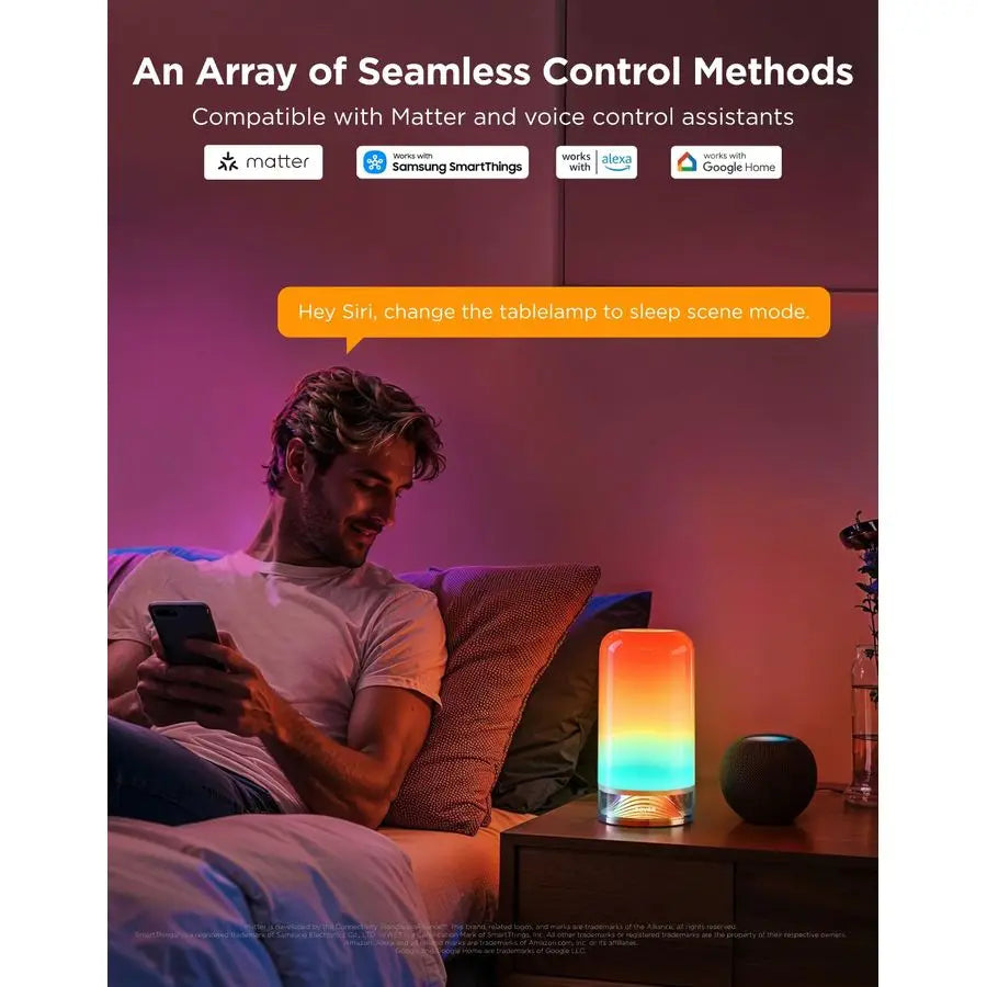Govee RGBIC Smart Table Lamp 2, Touch Bedside Small Table Lamp Compatible with SmartThings, Matter, Alexa, Desk Lamp with 64 Sc